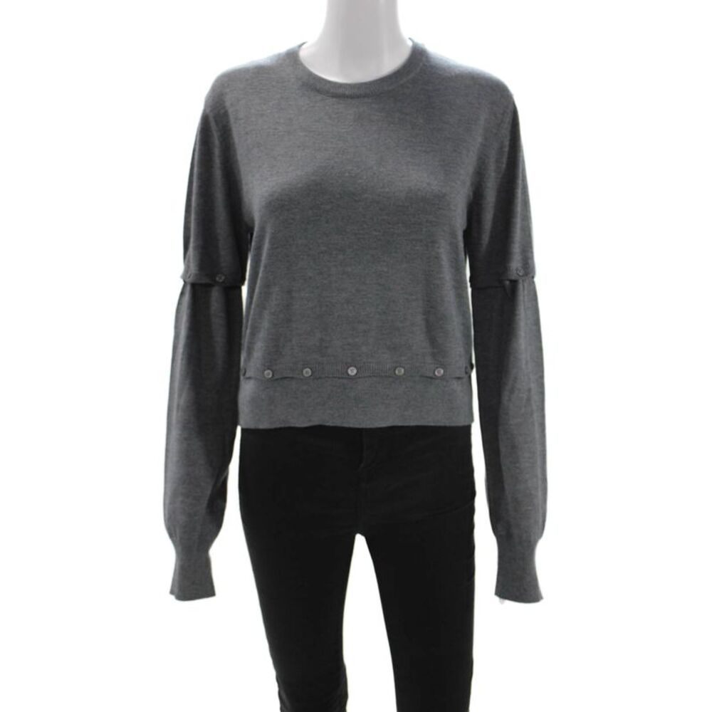 Zara Women Gray Crew Neck Long Sleeve Pullover Polyester Solid Size L